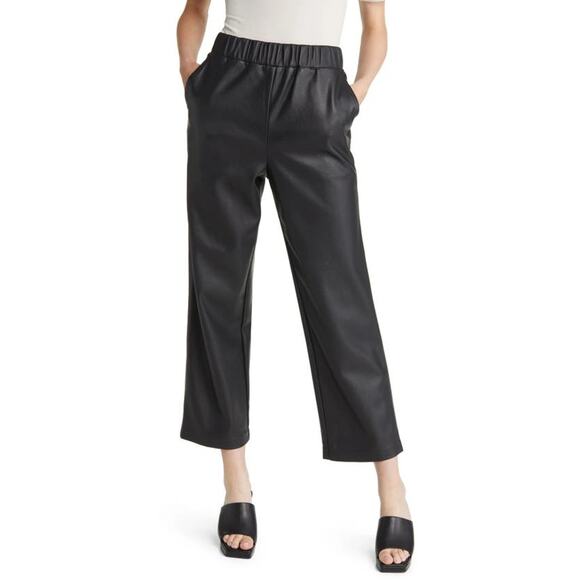 BLANKNYC Pants - BlankNYC - Elastic Waist Crop Faux Leather Pants - Black - Size Small - NWT